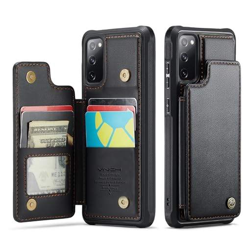 Vinich for Samsung Galaxy S20 FE Wallet Case with Card Holder, RFID Blocking Credit Slots Kickstand Shockproof Phone Cover for Women Men, Black