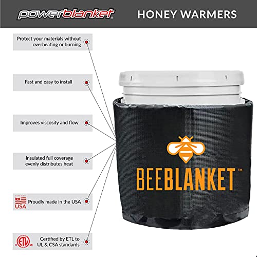 Powerblanket BB05 Bee Blanket 5 gal Pail Heater, Honey/Bucket, 120W, 120V, Charcoal Gray