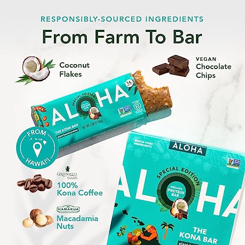 ALOHA Organic Plant Based Protein Bars - Lemon Cashew - 12-Count - Vegan, Low Sugar, Gluten-Free, Paleo, Low Carb, Non-GMO, No Stevia & No Erythritol