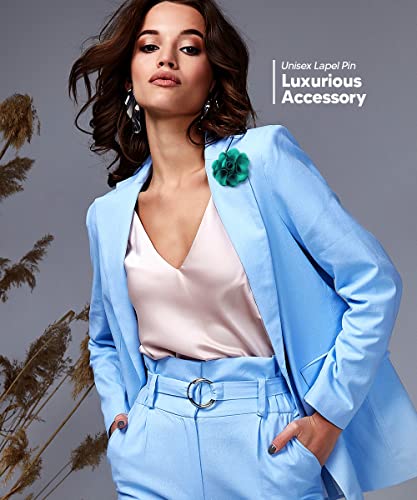 Vittorio Vico Men's Formal Solid Color Flower Lapel Pin - Brooch, Boutonniere for Men (Peach)