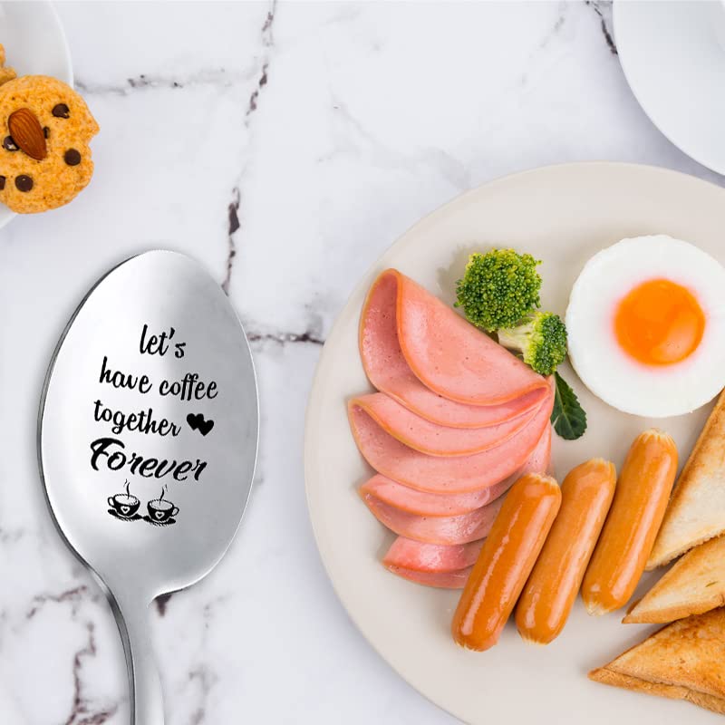 Let's Have Coffee Together Forever Spoon, Wedding Anniversay Birthday Gifts for Him Her, Valentines Day Gift for Husband Hubby Boyfriend BF Tea Coffee Spoons Teaspoons