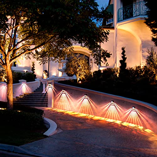 LOFTEK Solar Deck Lights, 2 Pack Solar Fence Lights, Outdoor Patio Decorative Light, Dusk to Dawn, Waterproof, Fence Post Light for Railing, Garden, Backyard, Stair, Step, Camping, Warm White