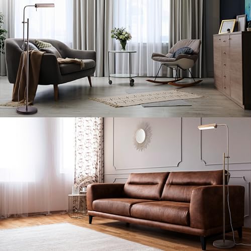 O'Bright Cedric Adjustable Pharmacy Floor Lamp - Industrial Design for Reading, Crafting, Work - 10W LED, Height 45-61 inches - Ideal for Living Room, Bedside, Office - Brushed Nickel