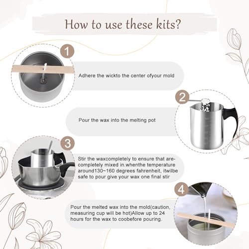 Wfmolcand Candle Making Kits for Adults,Beginner,Kids, Soy Wax, Making Supplies Include 2 LB Soy Wax Flakes,50 Candle Wick, Centering Devices, Melting Pot