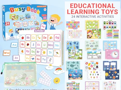 Montessori Busy Book for Toddlers 3+, Kindergarten/ Prek/ Preschool Learning Activities, Autism Sensory Book, Quiet Activity Book, Educational Toys for 3 Year Old, Learning Materials for Kids Ages 3-5