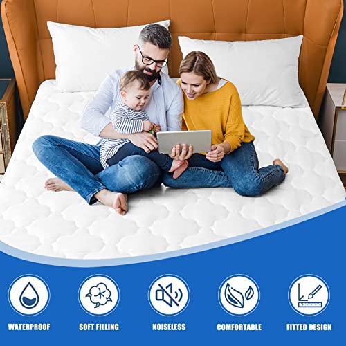 Waterproof Mattress Protector Twin Size, 6''-21'' Deep Pocket Fitted Quilted Mattress Pad Cover, Breathable, Hollow Cotton Alternative Filling Mattress Pad Cover, Twin Size