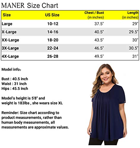 MANER Women's Plus Size Tops Short Sleeve Flowy Shirts Casual Blouses Tunic Tops L-4XL(Orange, Large)