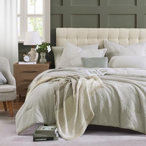 Geniospin Twin Comforter Set, Bed in A Bag 5-Pieces, Beige Textured All Season Comfortable Bedding Sets with Comforter, Sheet, Pillowcase & Sham (Beige, 66"x86")
