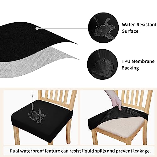 Easy-Going 100% Waterproof Seat Covers for Dining Room Chairs, Stretch Jacquard Chair Seat Slipcovers Removable and Washable Kitchen Dining Chair Covers (Set of 8, Light Gray)