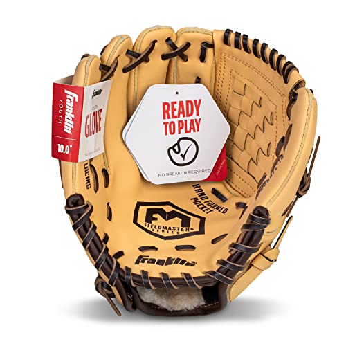 Franklin Sports Baseball + Softball Glove - Field Master Baseball + Softball Mitt - Adult + Youth Glove - Men's + Women's Baseball + Softball Gloves - Left Hand Throw - 13" - Gold
