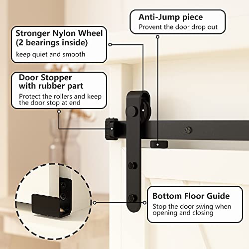 skysen 2ft Single Door Cabinet Sliding Barn Door Hardware Kit Super Mini Sliding Door Hardware for Wardrobe Cabinet TV Stand (ykd2)