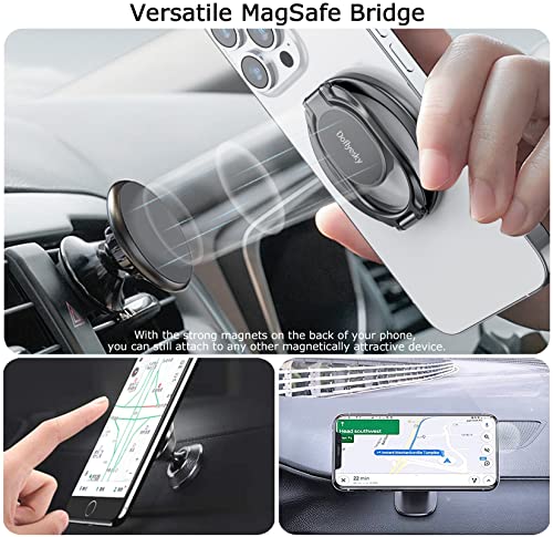 Doflyesky for Magsafe Magnetic Phone Ring Holder, Double Adjustable Gym Finger Ring Grip and Stand, Removable Phone Grip Holder for iPhone, iPad and Smartphones, Compatible with Magnetic Car Mount