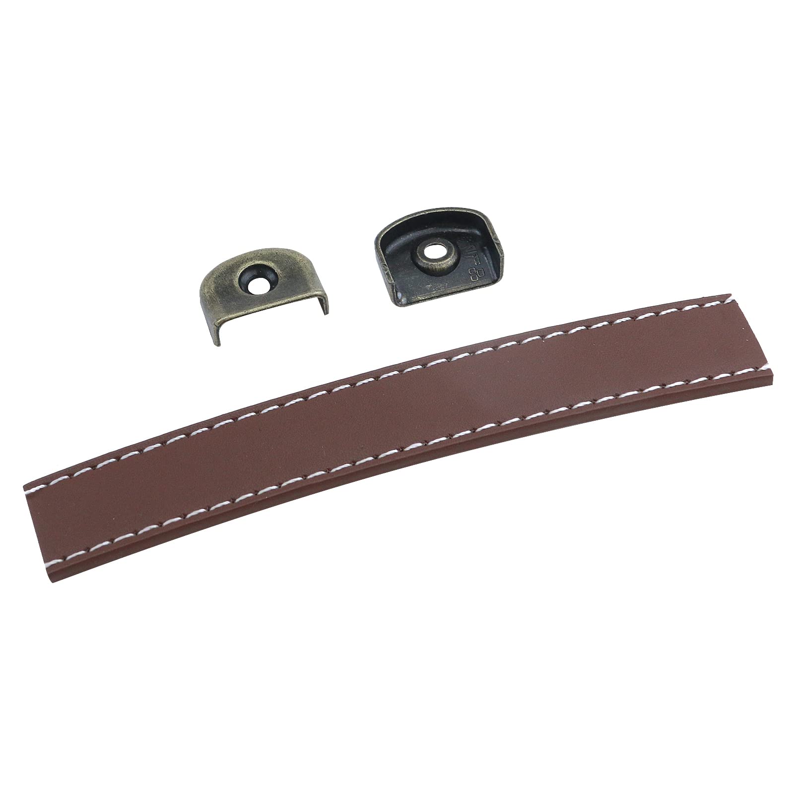Semetall 10 Pack Leather Drawer Pulls,6.1" Length Cabinet Handles Pulls for Furniture Door Cupboard Dresser Handles 5" Hole Center,Brown