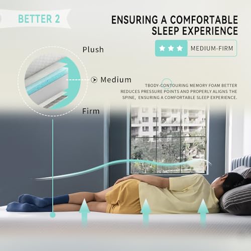 Twin Mattress, for Kids Adults, Gel Memory Foam, Medium-Firm, Twin Size Mattresses Bed in a Box, Cooling Sleep & Pressure Relief, CertiPUR-US