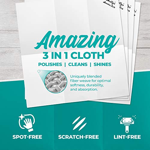 Home Spirit Molly's Marvelous Cloth, Streak-Free, Lint-Free Microfiber Cleaning Cloth, Polishing Cloth for Glass, Stainless Steel, Use for Kitchen, Bath, Cars, Detailing, Reusable (2pk, White)