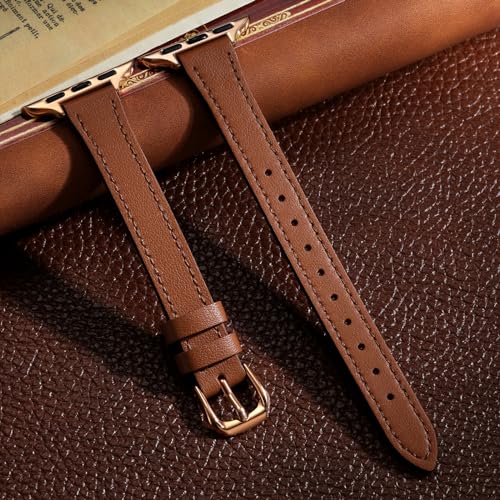 WJK Compatible with Apple Watch Bands for Women 40mm 41mm 44mm 45mm 38mm SE 49mm 42mm, Slim Leather Band for iWatch Bands for Women Compatible with Apple Watch Ultra 2 Band Series 9 8 7 6 5 4 3 2 1