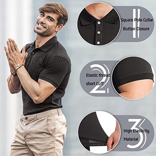 Muscle Polo Shirts for Men Slim Fit Short Sleeve Golf Shirts Men Dry Fit Shirts Casual Stylish Clothes Purple