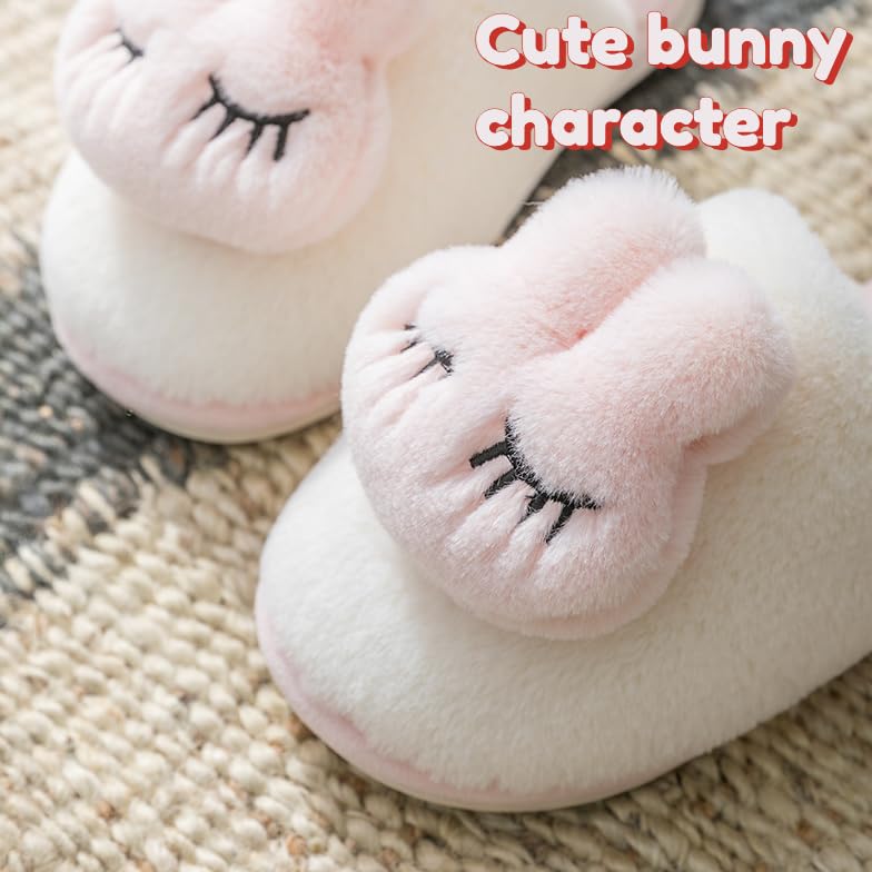 Splendrive Fuzzy Slippers Cute Slippers Soft Plush Animal Slippers Warm Bunny House Slippers (Blue, 4.5)