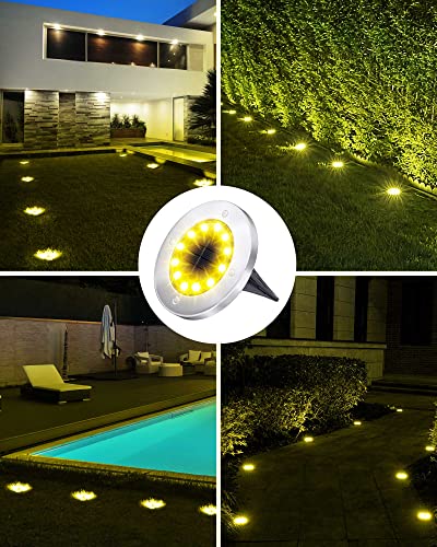 Biling Solar Ground Lights Outdoor 8 Packs, Bright 12 LEDs Solar Lights Outdoor Waterproof, Flat Landscape Lights Solar Powered for Yard Walkway Garden Driveway (White)