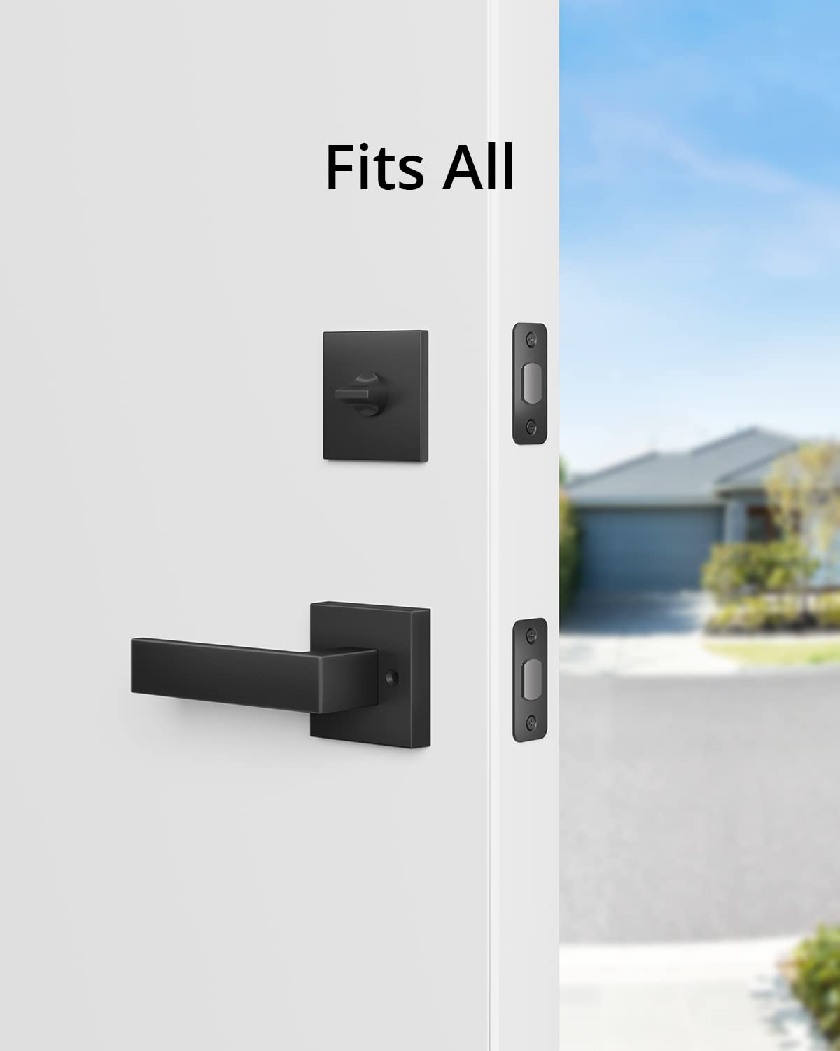 eufy Security Square Door Handle - Easy Installation, Fits All - Matte Black
