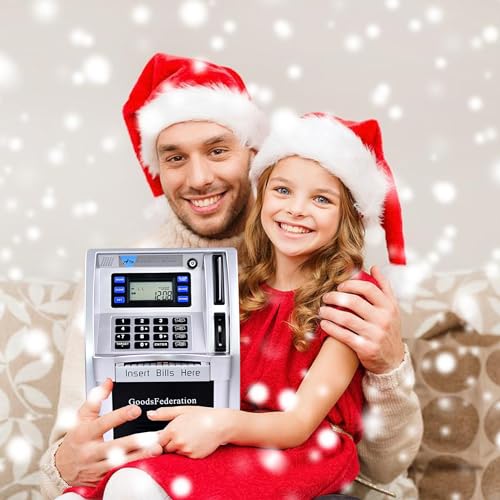 2024 Upgraded ATM Piggy Bank for Real Money for Kids Adults,Toy Money Bank with Card,Password,Coin Recognition,Bill Feeder,Balance Calculator,Electronic Money Safe Coin Box,Hot Gift for Boys Girls