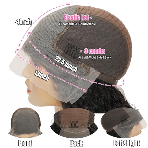 Ghios 13x4 Body Wave Lace Front Wigs Human Hair 180 Density Hd Lace Front Wigs Human Hair Body Wave Wigs Brazilian Human Hair Pre Plucked with Baby Hair for Women 22 Inch