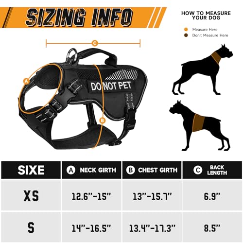 Tactical Dog Harness for XSmall Dogs, Breathable Mesh Dog Vest Tactical Puppy Harness with Handle, Reflective Military Dog Vests Harness for Outdoor Training Walking