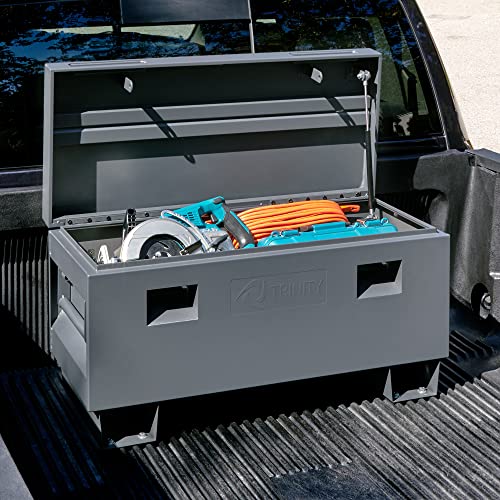 TRINITY Reinforced Steel Job Site Storage Box for Construction, Garages, Power Tools, Powder Coated Finish, 36 Inches, Gray