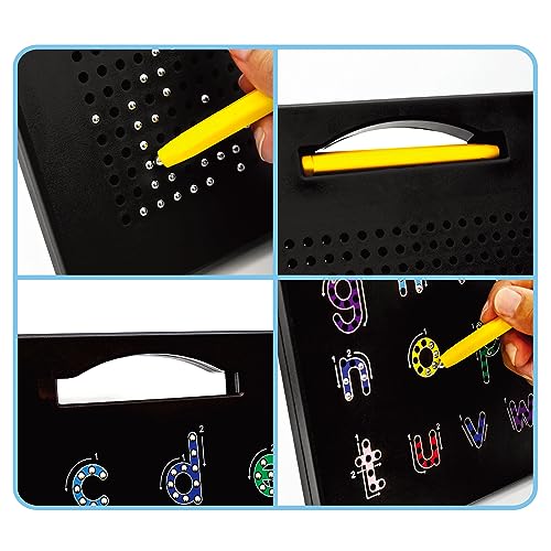 PicassoTiles 2PK 4-in-1 Magnetic Drawing Board 12x10 inch Large Magnet Tablet Pad with 4 Facings Lowercase & Uppercase Alphabets, Numbers, & Freestyle STEM Learning Writing Reading Playboard PTB06