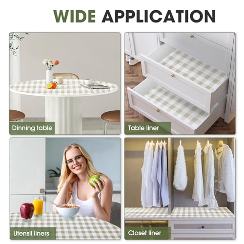 Beautysaid Shelf and Drawer Liner for Ktichen Cabinet, Non Adhesive Non Slip Shelf Paper Waterproof Washable Thickened for Dresser Pantry Shelve Bathroom Protector Liner(Checkered,12 in x 20FT)
