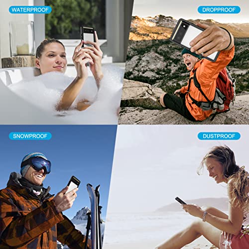 Lanhiem for Google Pixel 6 Case, IP68 Waterproof Dustproof with Built-in Screen Protector, Heavy Duty Full Body Protective Phone Case for Pixel 6, Black/Clear