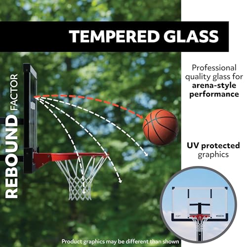 Lifetime Crank Adjust In Ground Tempered Glass Basketball Hoop, 54", Clear