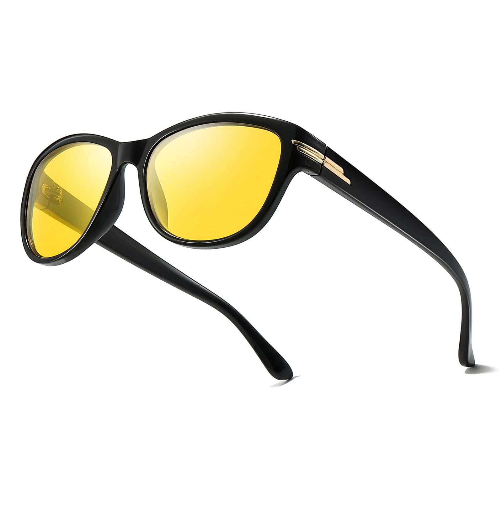 TJUTR Women’s Night Vision Driving Glasses, Polarized Yellow Tint Anti Glare & Enhanced Vision Eyewear Night Time TN2317-V26