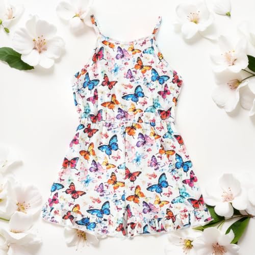 Toddler Baby Girl Romper Sleeveless Halter Neck One Piece Strap Jumpsuit Cute Little Girl Summer Clothes With Side Pockets