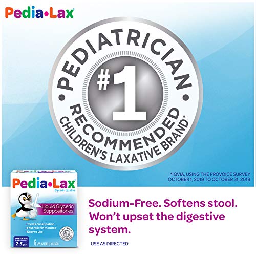Pedia-Lax Laxative Liquid Glycerin Suppositories for Kids, Ages 2-5, 6 CT, 24 Pack