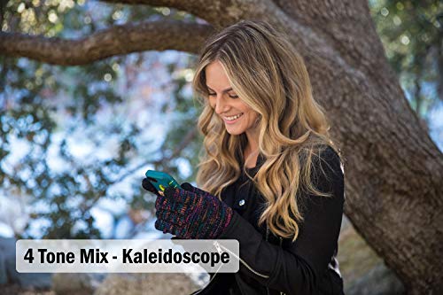 Funky Junque Funky Gloves Women's Knit Touchscreen Winter Gloves with Grippers, Warm Fleece Lined Gloves for College Girls - Ivory