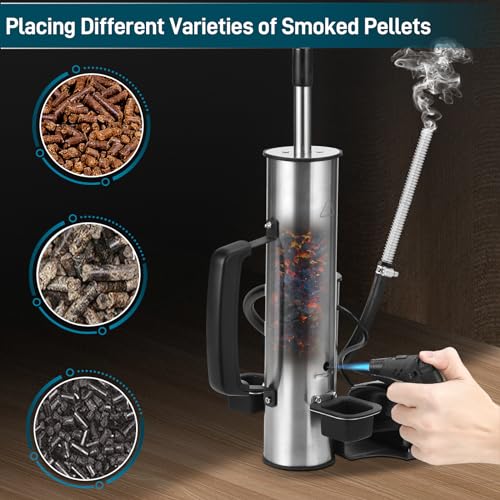 EUTRKei Smoke Tube for Pellet Smoker, Smoke Generator with Air Pump - Continuous Billowing Smoke, Hot or Cold Smoking, for Any Grill or Smoker, Automatic Grill Accessories to Provide Smoking