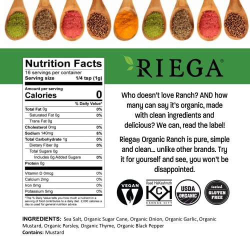 Riega Organic Ranch Dressing Seasoning, 0.55 Ounce (Pack of 1)