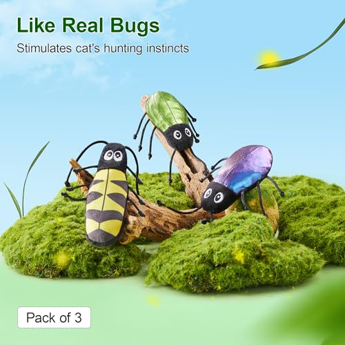 Potaroma Realistic Bug Catnip Cat Toys Crinkly Sound, Durable Kitten Bite Interactive Kicker Toys for Indoor Exercise 3.5"