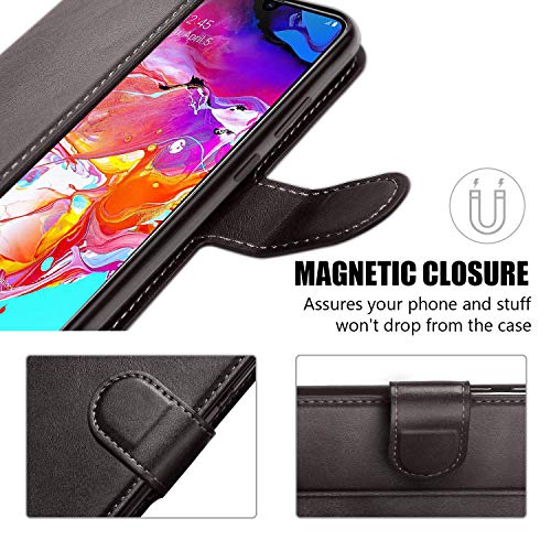 QLTYPRI for iPhone 6 Plus iPhone 6S Plus Case Premium PU Leather Simple Wallet Case TPU Bumper Card Slots Kickstand Magnetic Closure Shockproof Flip Cover - Black