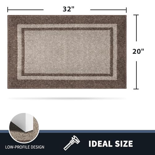 PURRUGS Dirt Trapper Door Mat 20" x 32", Non-Slip/Skid Machine Washable Entryway Rug, Shoes Scraper, Area Rug, Super Absorbent Welcome Mat for Muddy Wet Shoes and Paws, Beige & Grayish Brown