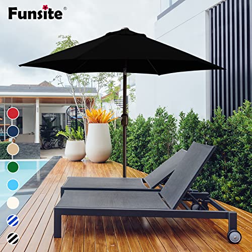 Funsite 9ft Patio Umbrella, UV Protect Pool Umbrella with Heavy Duty Pole, Ventilate Design Outdoor Umbrella with Push Botton Tilt & Crank Ideal for Garden, Lawn, Deck, Backyard&Pool, Grass Green