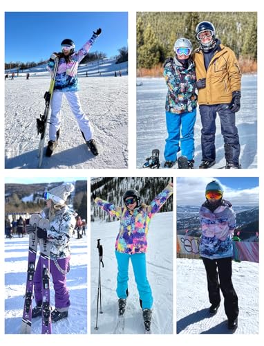 GSOU SNOW Women's Ski Jacket and Pants Waterproof Windproof Snowsuit Snowboarding Snow Coat Insulated Winter Warm,Flower Black S