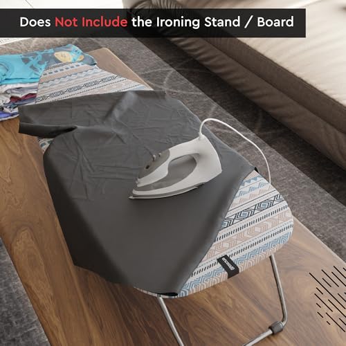 Encasa XO Ironing Board Cover and Pad 42"x14" - Thick 3mm Felt Padding, Drawstring Tightening & Lock, Easy Fit, Scorch & Stain Resistant, Fits Medium Ironing Board - Zig Zag Peri