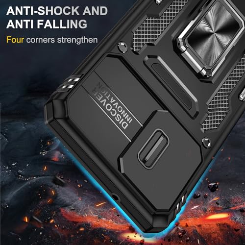KOBBRAN for Samsung Galaxy S20 Plus Case Galaxy S20+ Plus Case with Slide Camera Cover Ring Kickstand Military Grade Shockproof Case for Galaxy S20 Plus Phone Case (Black)