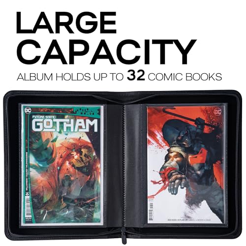 D DACCKIT Comic Book Binder, Comic Book Storage Album with Sleeves for Current, Silver Age, Regular Comics Bagged and Boarded - Fits 30+ Comic Books๏ผClassic Black๏ผ