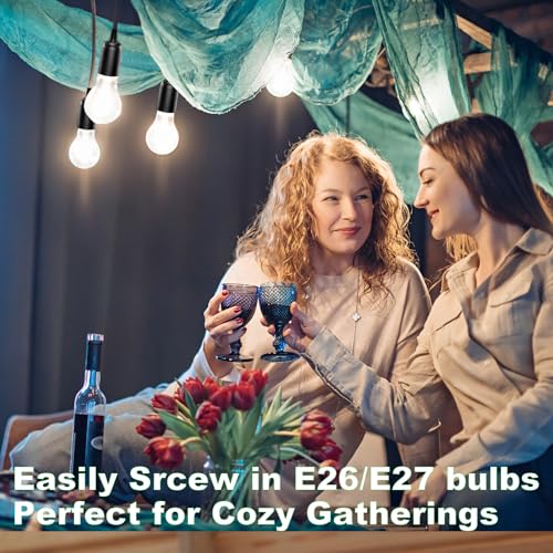 Zarnicy Plug in Light Socket - Pendant Hanging Lantern Cord - 8.2Ft Lamp Cord with Switch E26/E27 Extension Cable, Black Light Bulb Socket,4 Pack