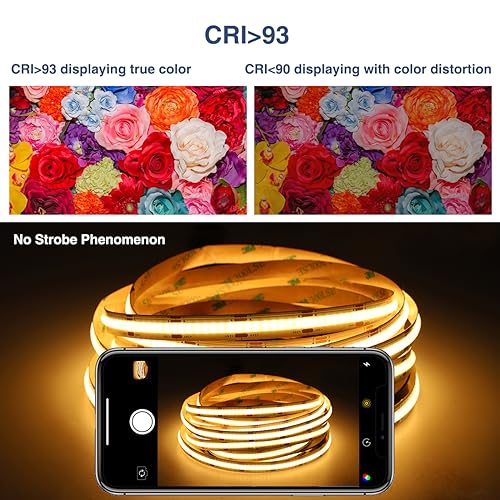 Ustarus White LED Strip Lights Dimmable 26ft 24V 3000K-6500K LED Tape Rope Light with Remote Flexible 2835 LED Ribbon for Kitchen Under Cabinet Bedroom Mirror Indoor Home Daylight Warm White