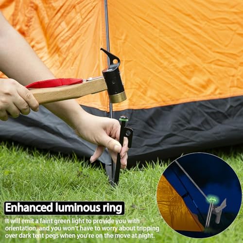 AVOFOREST 12Inch Heavy Duty Tent Stakes,20 PCS Tent Pegs Metal+Fluorescent Silicone Rings+ Storage Bag for Camping (20pcs)