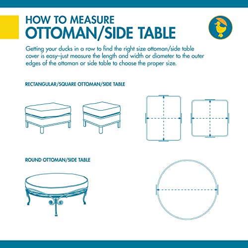 Duck Covers Soteria Water-Resistant 26 Inch Square Patio Ottoman/Side Table Cover, Outdoor Ottoman Cover